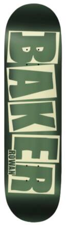 A picture of a green baker skateboard deck